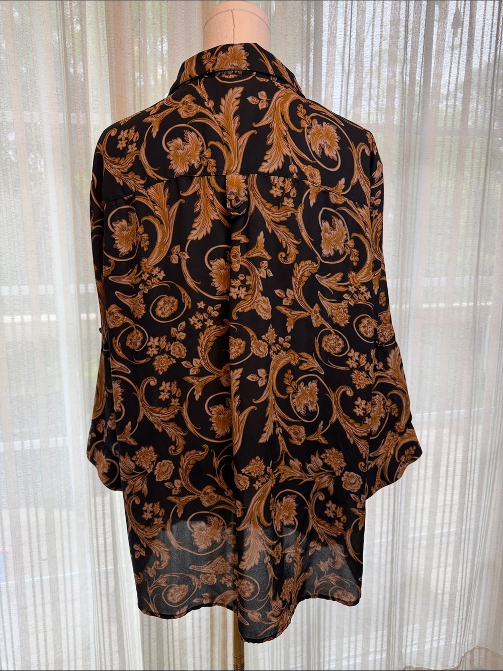 torrid Black Blouse with Mustard Floral Scroll Print - Picture 5 of 7